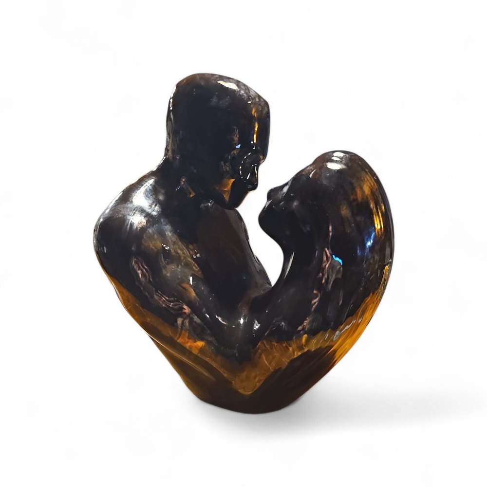VTG  15" Black Royal Haeger "Lovers Embrace"Black Nickel Sculpture Statue MCM